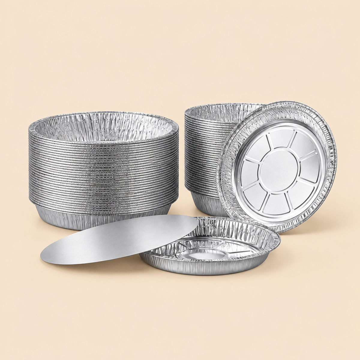 8 INCH ROUND ALUM CONT 500CT — beige studio product photo