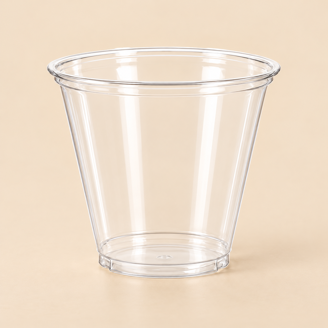 9oz CLEAR PET SQUART CUP - 1000ct — beige studio product photo