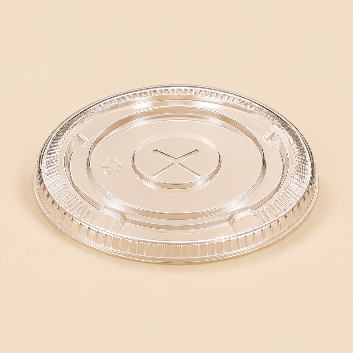 9oz PET FLAT LIDS STRAW SLOT 1000CT — beige studio product photo
