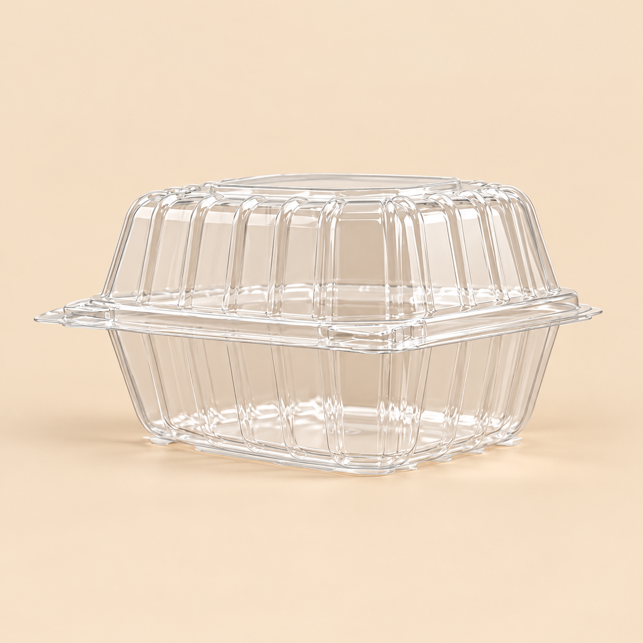 6 X 6 X 3 (1 CMPT.) CLEAR HINGED CONTAINER - 500CT — beige studio product photo
