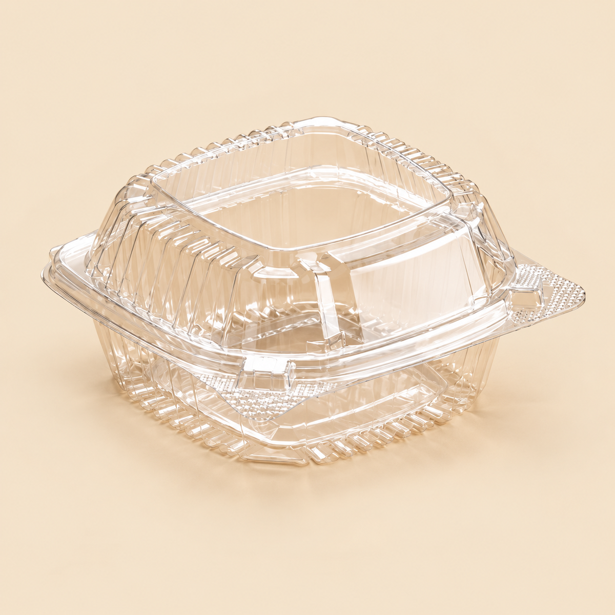 5 1/4 X 5 3/8 X 2 5/8  1 - CMPT   C53PST1 CLEAR HINGED LID CONTR. . -- 500CT — beige studio product photo