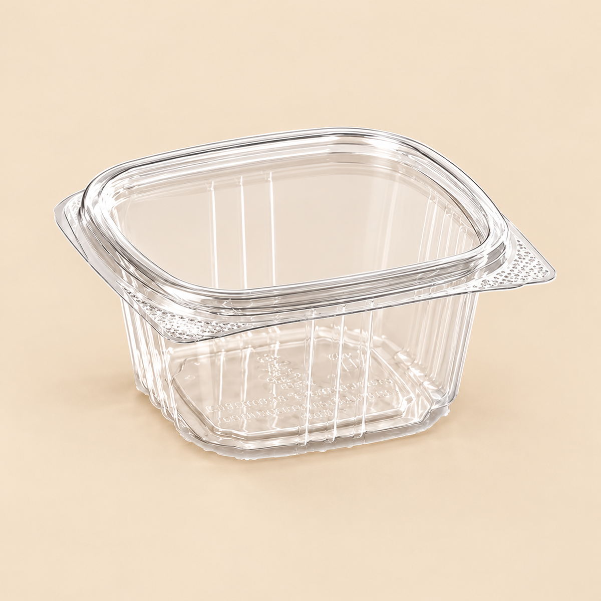 6 OZ R PET CLEAR HINGED DELI CONT . 400CT — beige studio product photo