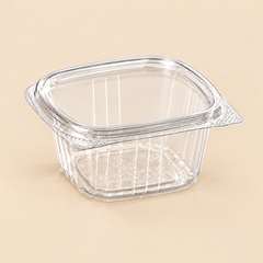 6 OZ R PET CLEAR HINGED DELI CONT . 400CT — beige studio product photo
