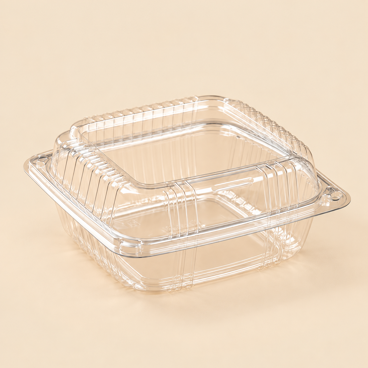 8.25 X 8.25 X 3 1 - CMPT   C90PST1  HINGED LID CONT. - 250 CT — beige studio product photo