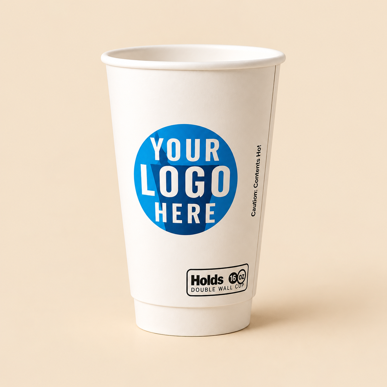 8 oz DOUBLE WALL COFFEE CUPS PRINTED -500 CT — beige studio product photo