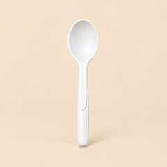 SOUP-SPOON WHITE HEAVY -1000 CT — beige studio product photo