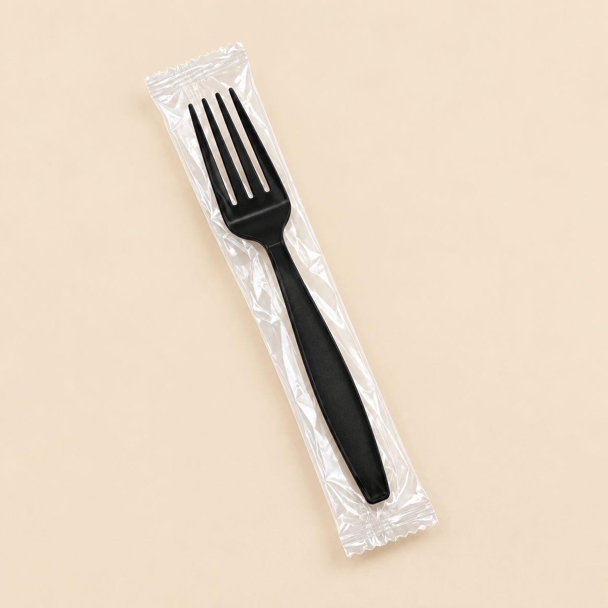 INDIVIDUALLY WRAPPED HEAVY DUTY FORK BLACK - 1000CT — beige studio product photo