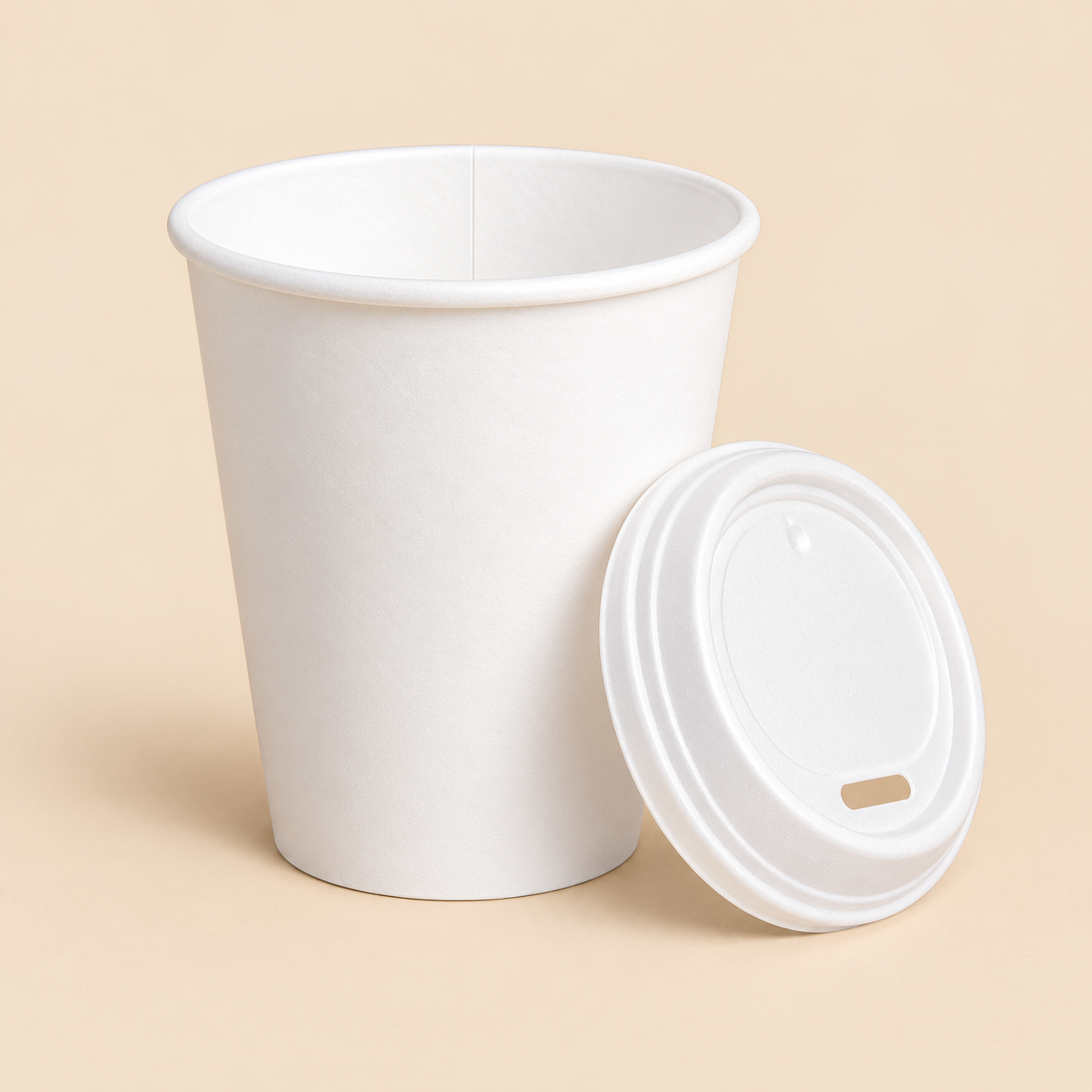 8oz  FOAM  CUPS LIDS 1000CT. — beige studio product photo