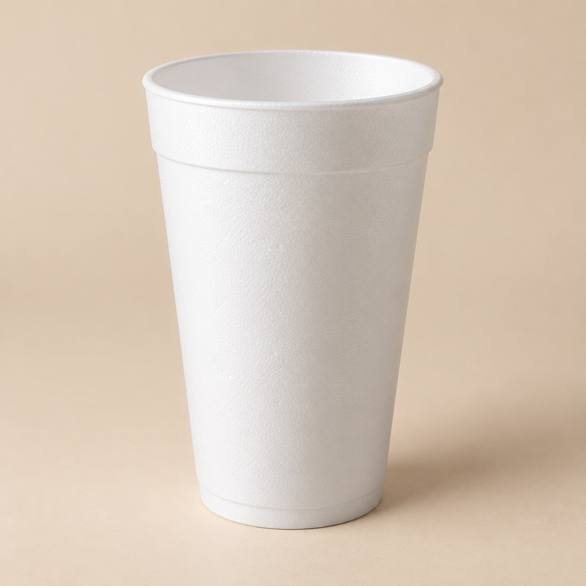 24oz   FOAM CUP 300CT. on warm beige studio background