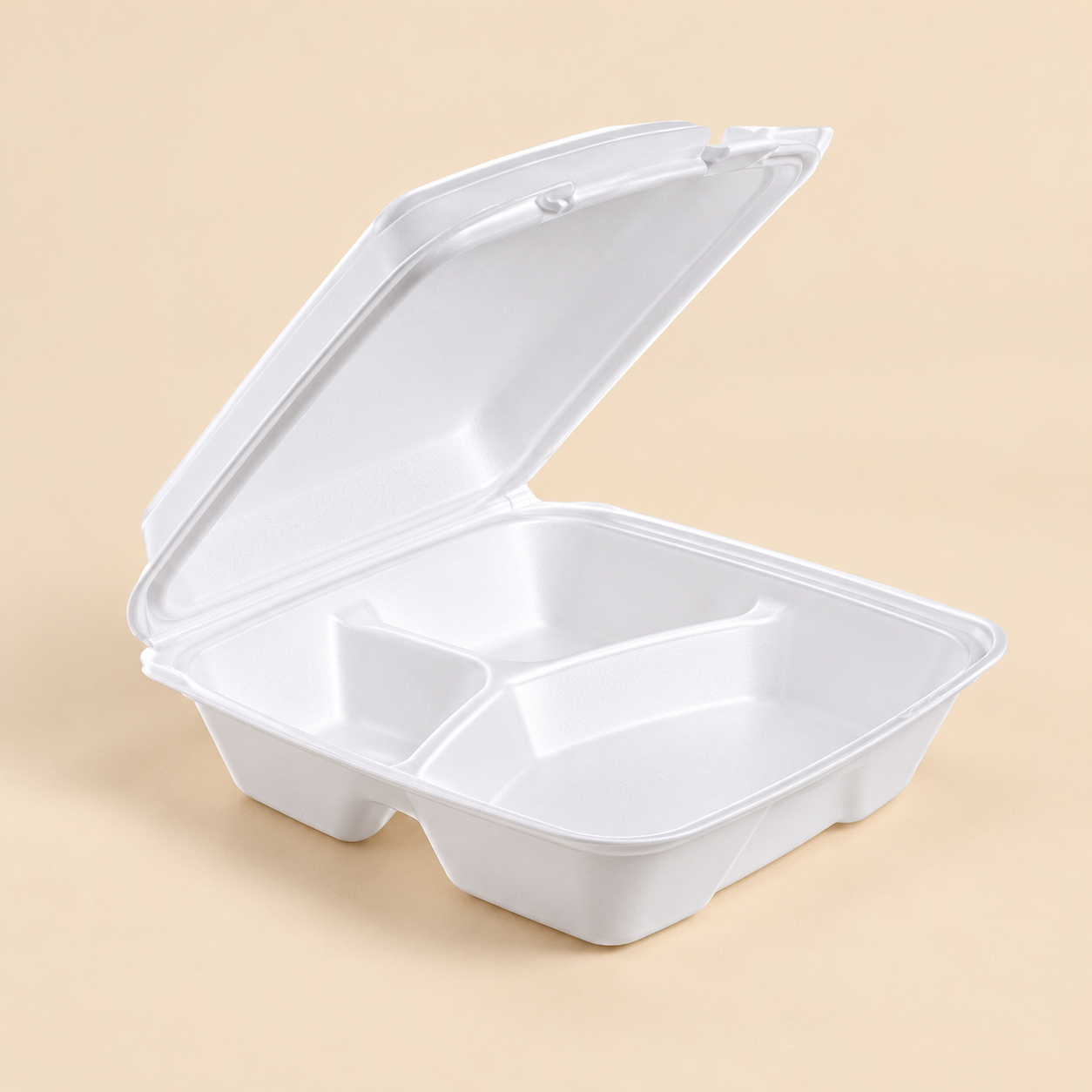 90HT3R 3 COMPT. 200 CT. 9 3/8 X 9 X 3 - 200CT — beige studio product photo