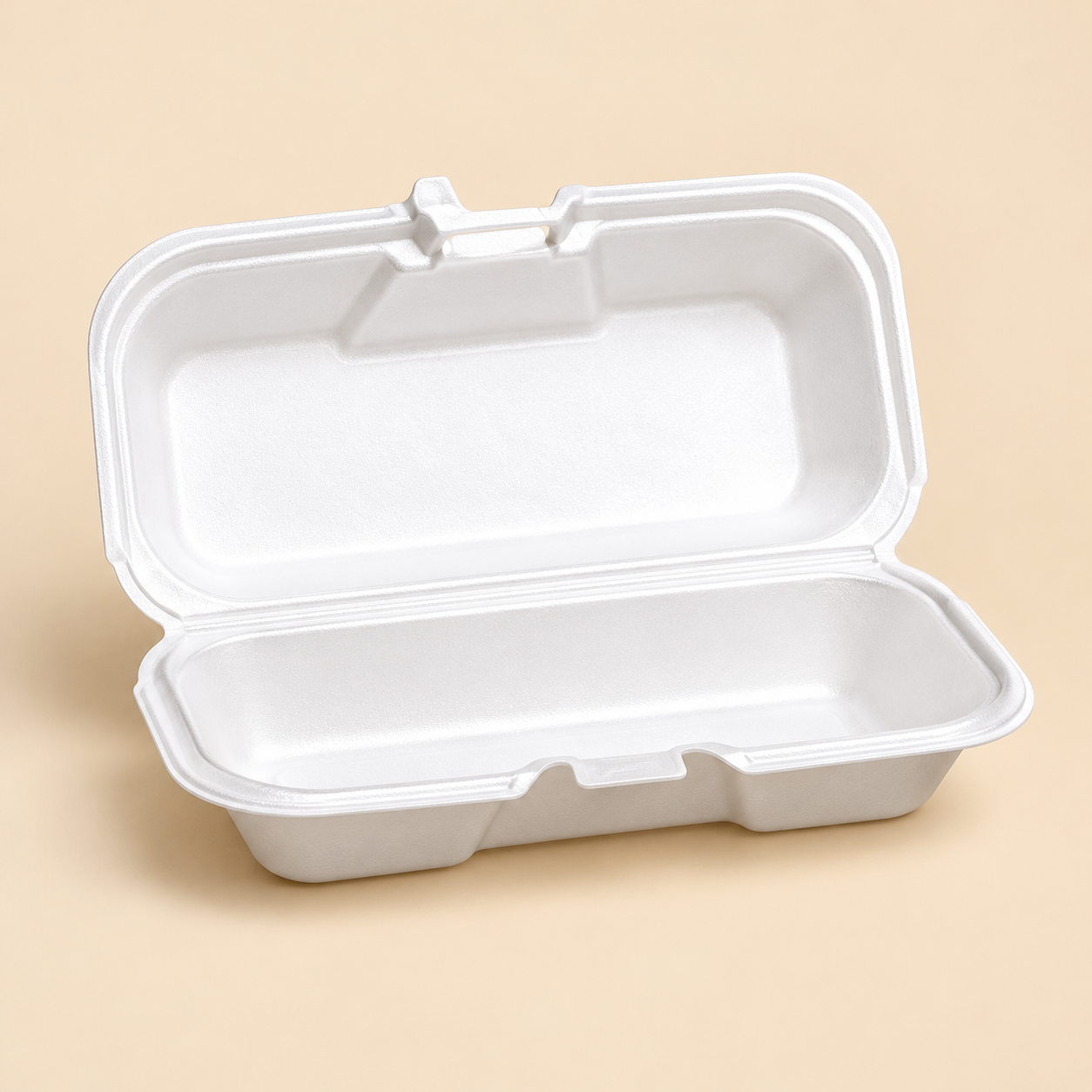 72HT1 HOT DOG FOAM HINGED CONT. - 500/CS — beige studio product photo