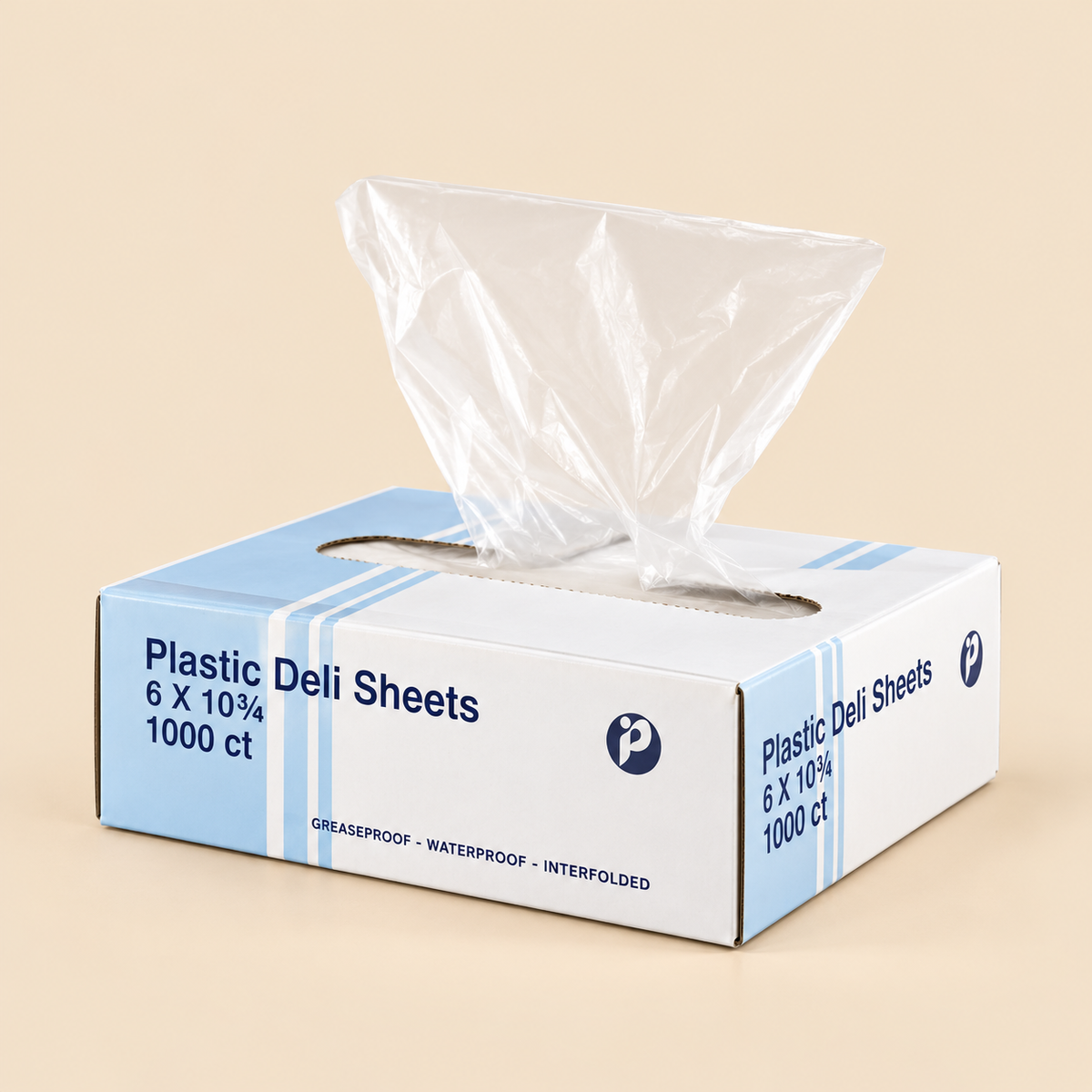 DELI PLASTIC GREASEPROOF - WATERPROOF SHEETS -  6 X 10 X 3/4 - 1000CT — beige studio product photo