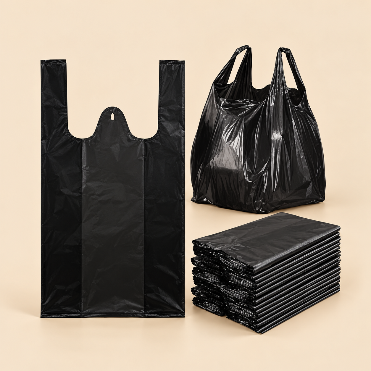 18 X 7 X 32 JUMBO  BLACK T-SHIRT BAG (SPECIAL BAG) — beige studio product photo