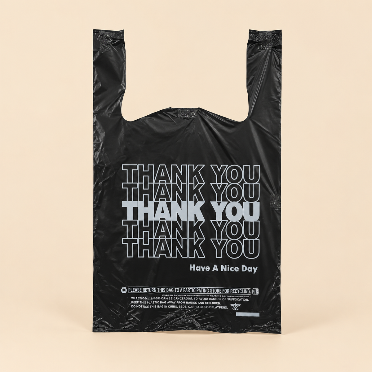 BLACK MEDIUM BAGS  - 1000CT — beige studio product photo