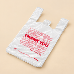 16 X 6 X 20   JUMBO WHITE THANKYOU BAGS — beige studio product photo
