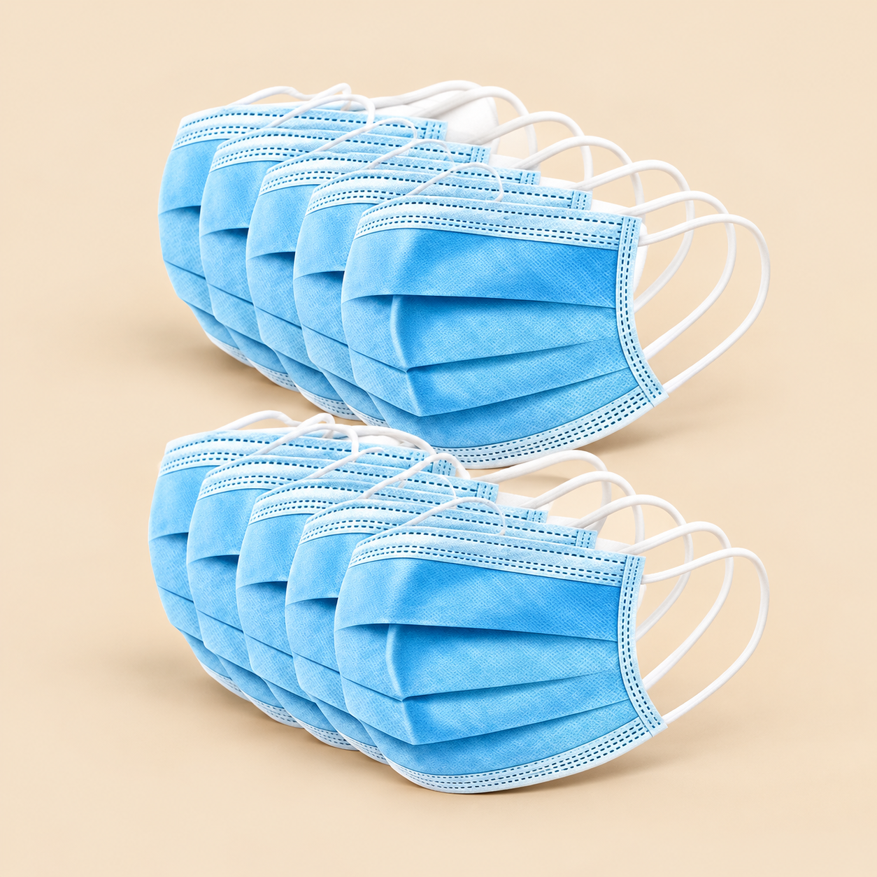 3 PLY DISPOSABLE MASK 175 X 95 mm - 50CT - (NO EXCHANGE / NO RETURN ) — beige studio product photo