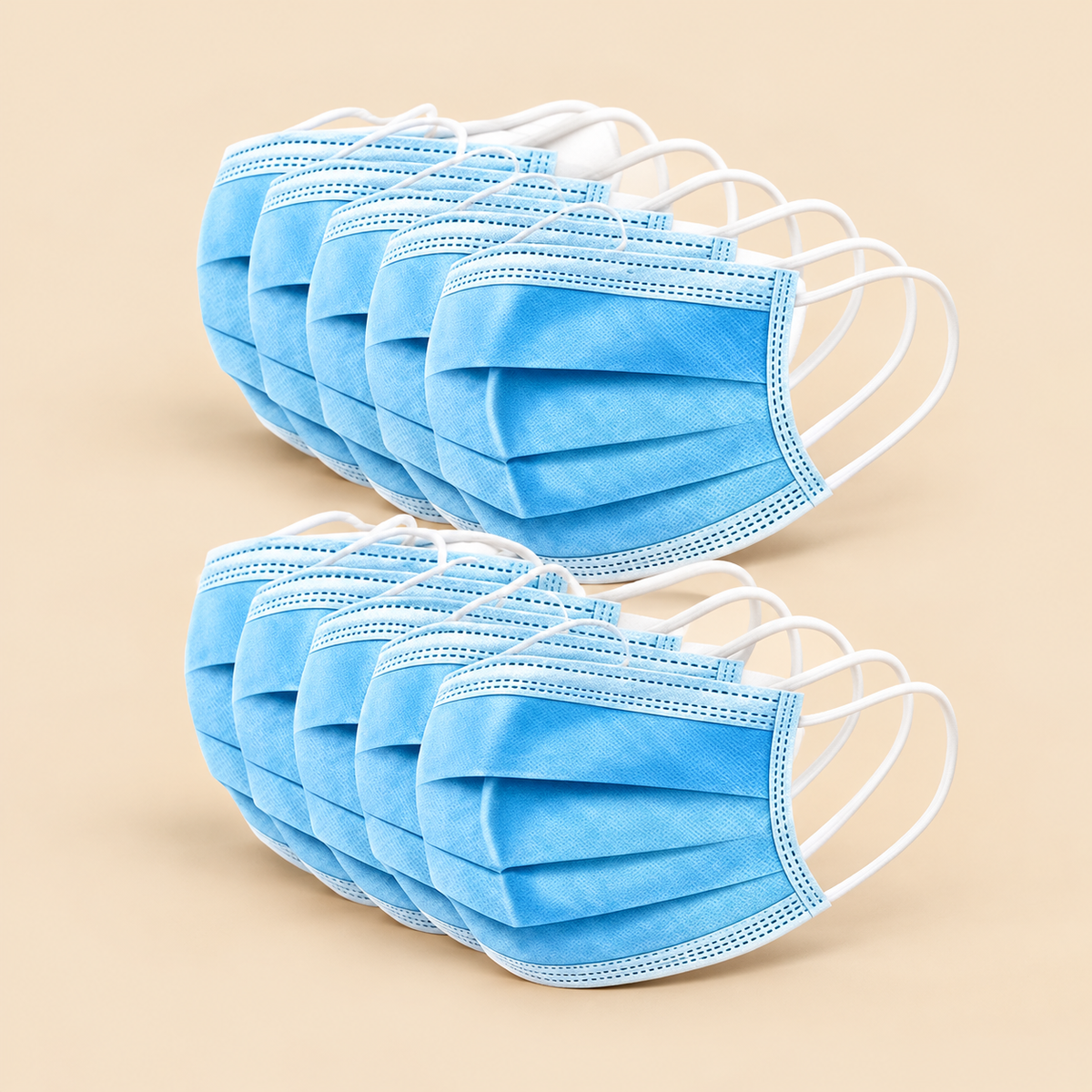 3 PLY DISPOSABLE MASK 175 X 95 mm - 50CT - (NO EXCHANGE / NO RETURN ) — beige studio product photo