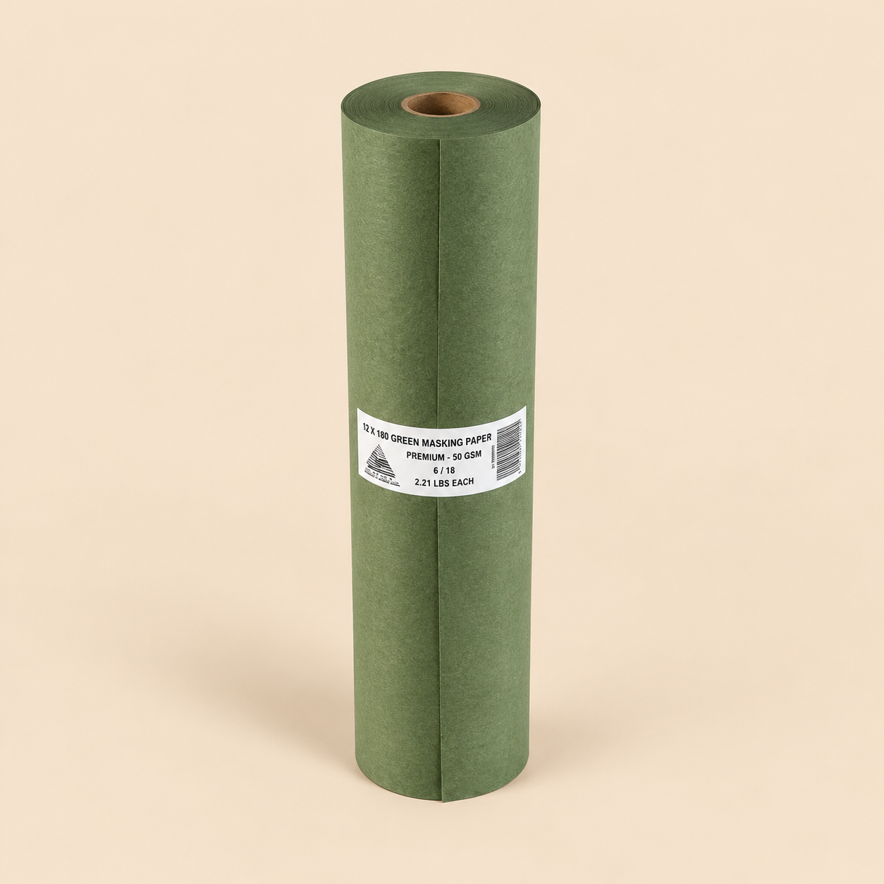 MASKING PAPER 12 X 180 GREEN PREMIUM - 50 GSM 6 / 18 2.21 LBS EACH — beige studio product photo