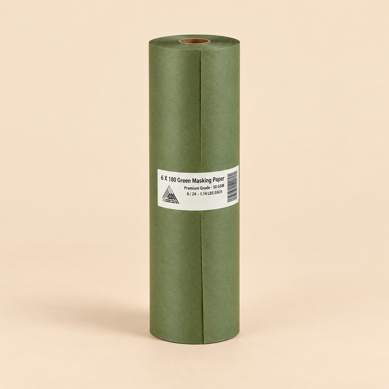 MASKING PAPER 6 X 180 GREEN PREMIUM - 50 GSM  6 / 24  -   1.14 LBS EACH — beige studio product photo
