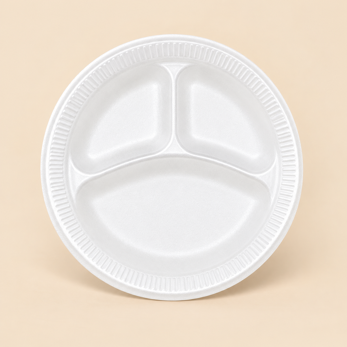 9CPWCR   3 COMP.  WHITE FOAM PLATE  500CT — beige studio product photo