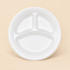 9CPWCR   3 COMP.  WHITE FOAM PLATE  500CT — beige studio product photo