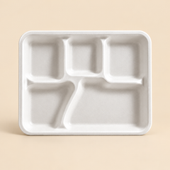 SLT-5 5-CMPT. 10-3/8X8-3/8X1-3/16   WHITE FOAM PLATE  500CT — beige studio product photo