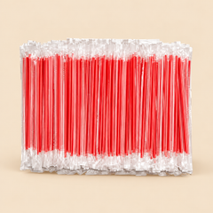 7' RED FILM WRAPPED COFFEE STIRRER - 1000CT — beige studio product photo