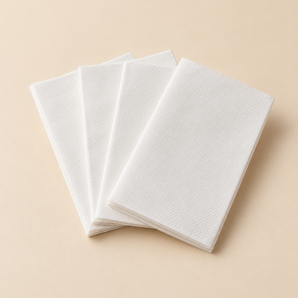 INTERFOLD NAPKIN 2-PLY PAPER WHITE on warm beige studio background