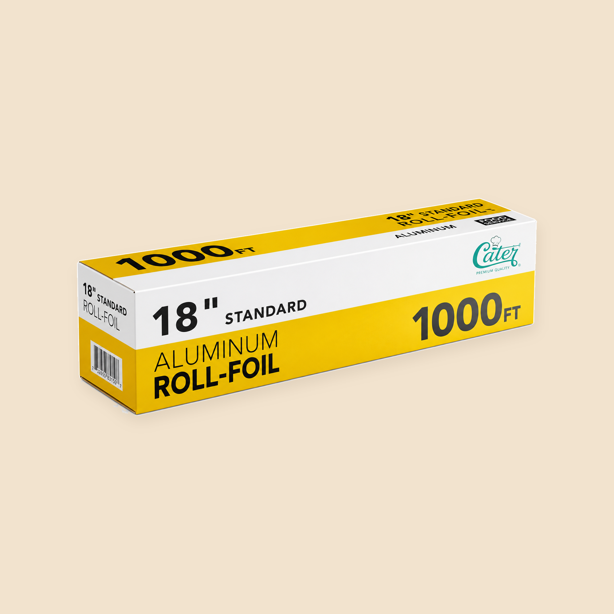 Aluminium foil standard 18 x 1000 on beige background