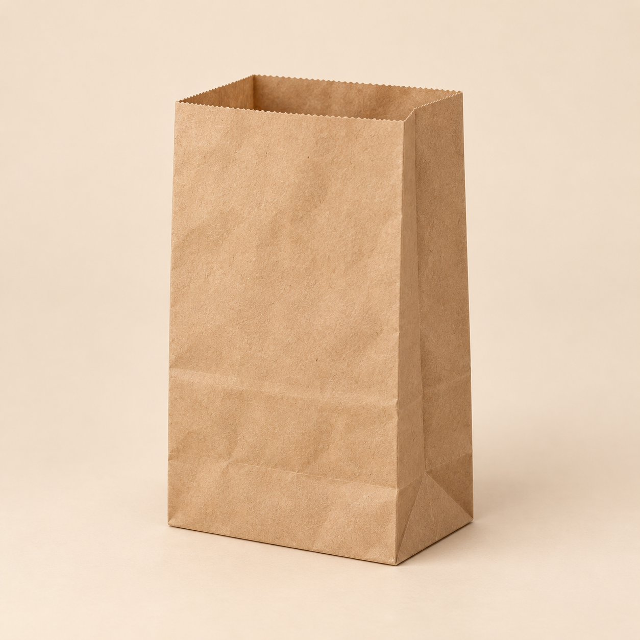 1 brown paper bag, plain open-mouth bag without handles